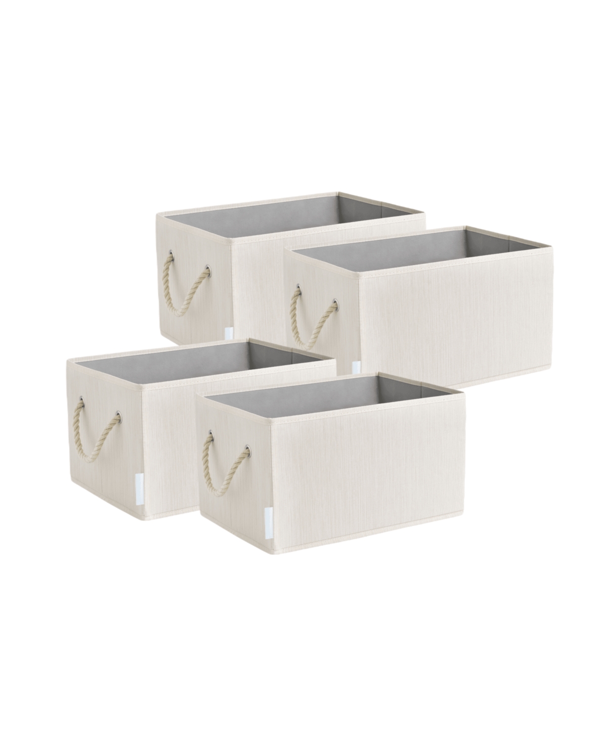 Wethinkstorage 20 Litre Collapsible Fabric Storage Bins With Cotton Rope Handles, Set Of 4 In Ivory
