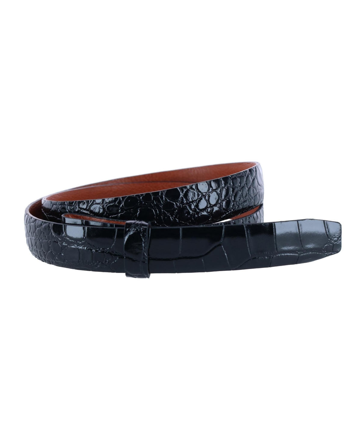 Men's 25mm Gator Embossed Leather Belt Strap - Chestnut