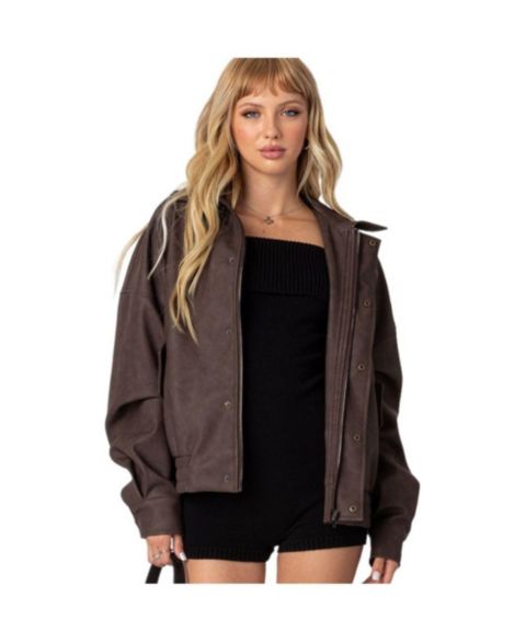 Женские куртки Edikted Mori Oversized Faux Leather Jacket