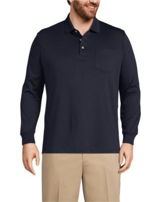 Big & Tall Long Sleeve Cotton Supima Polo Shirt with Pocket