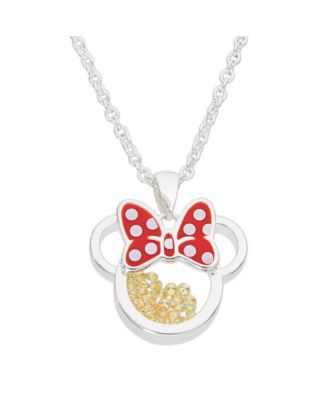 Disney Minnie Mouse Womens Silver Plated Birthstone Shaker Necklace - 18+2'' - November amber citrine
