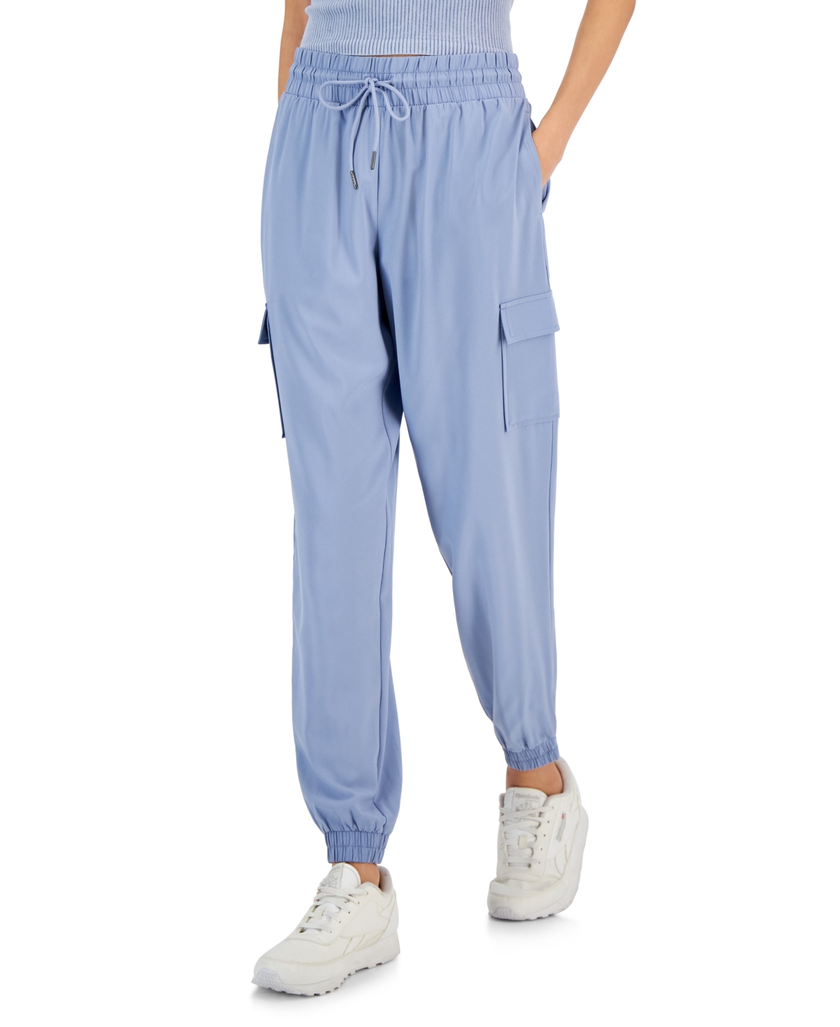 Hippie Rose Juniors' Athletic Cargo Jogger Pants In Blue Luxe