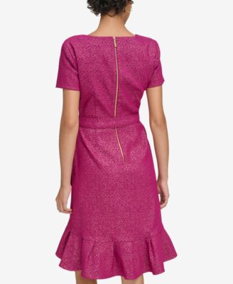 calvin klein pink ruffle dress NWT- CALVIN KLEIN Ruffle Hem Pink Midi Dress