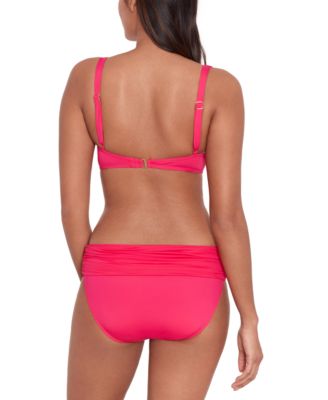 Lauren Ralph Lauren Womens Beach Club Solid Ruffle Bikini Top Ruched Bikini  Bottoms