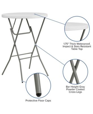 2.6-Foot Round Plastic Bar Height Folding Table