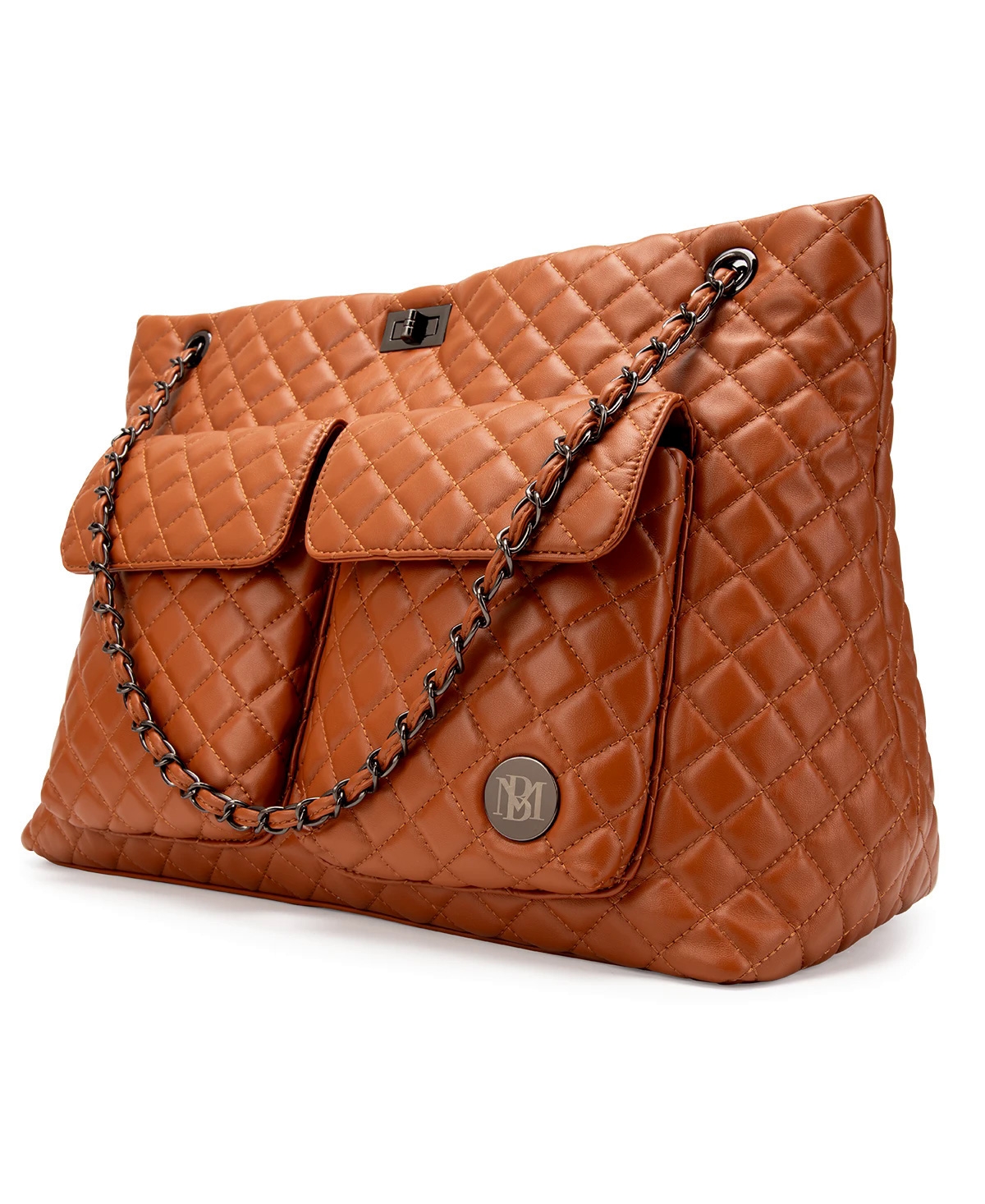 Diana Faux Leather Tote Weekender Travel Bag - Brown