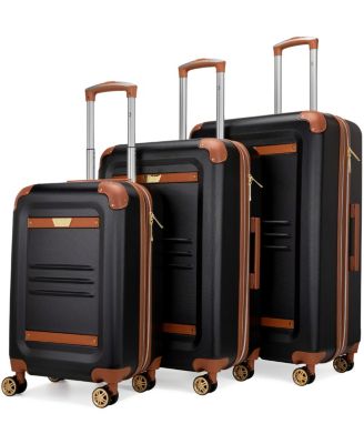 Vintage-Like 3 Piece Expandable Retro Luggage Set