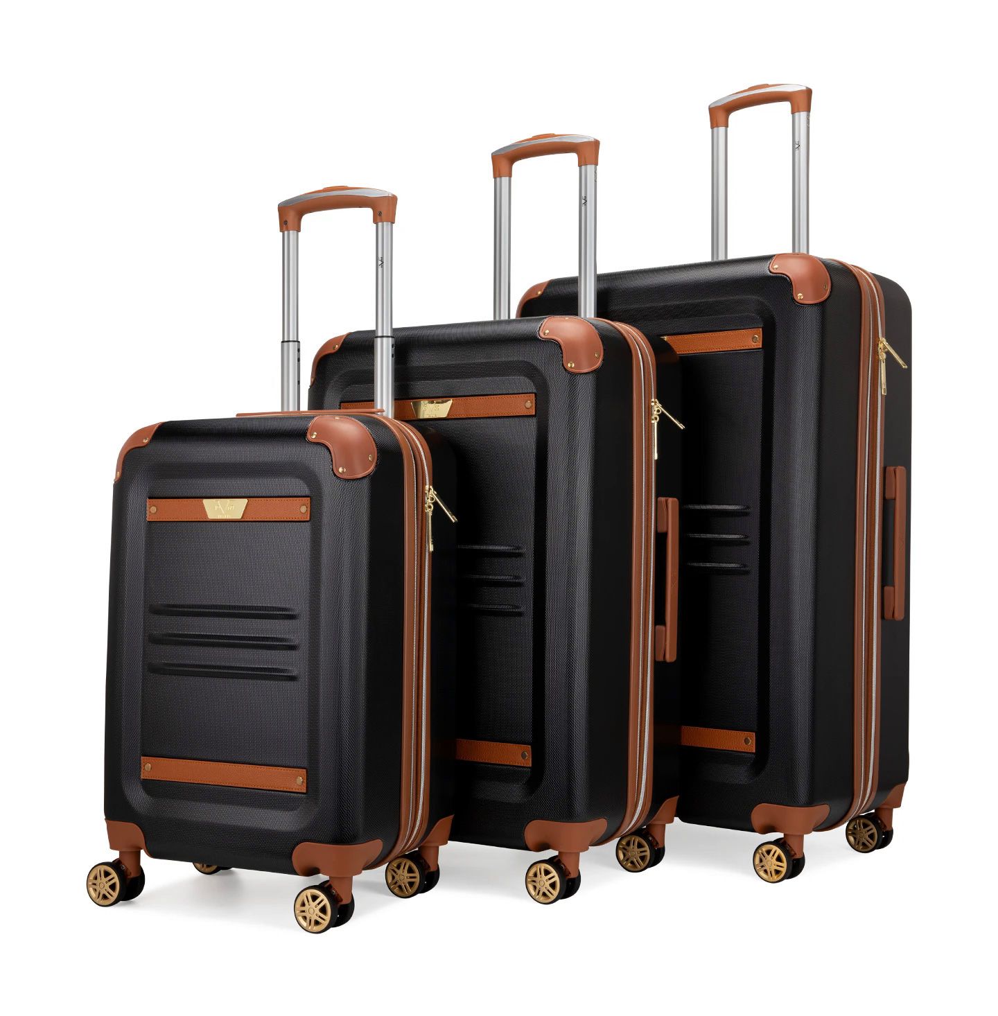 Чемоданы V19.69 Italia Vintage-Like 3 Piece Expandable Retro Luggage Set, цвет: Чёрный — фото 2