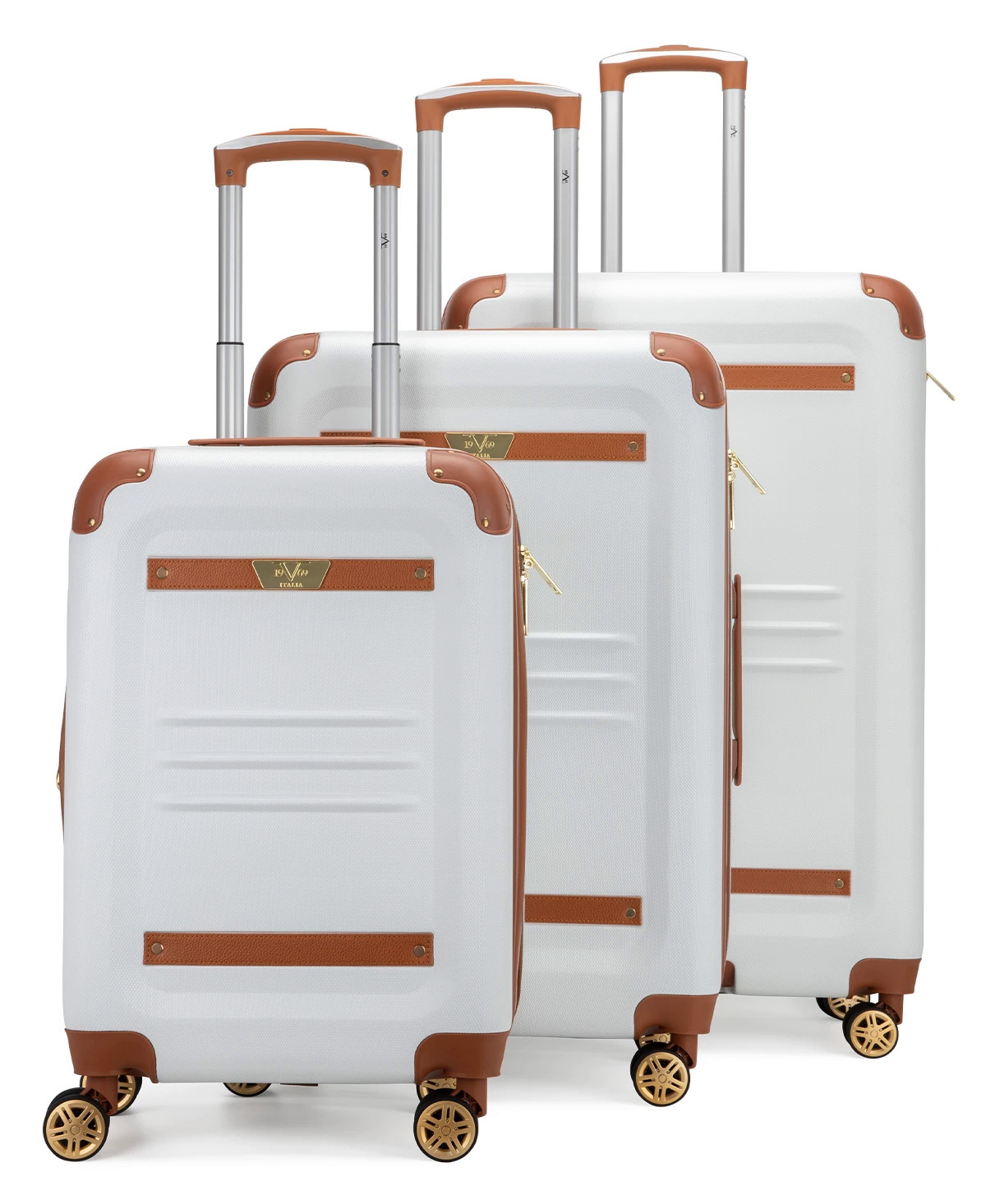 V19.69 Italia Vintage-like 3 Piece Expandable Retro Luggage Set In White