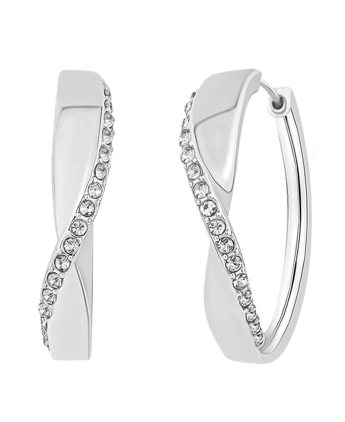 And Now This Crystal Twist Hoop Earring In Silver