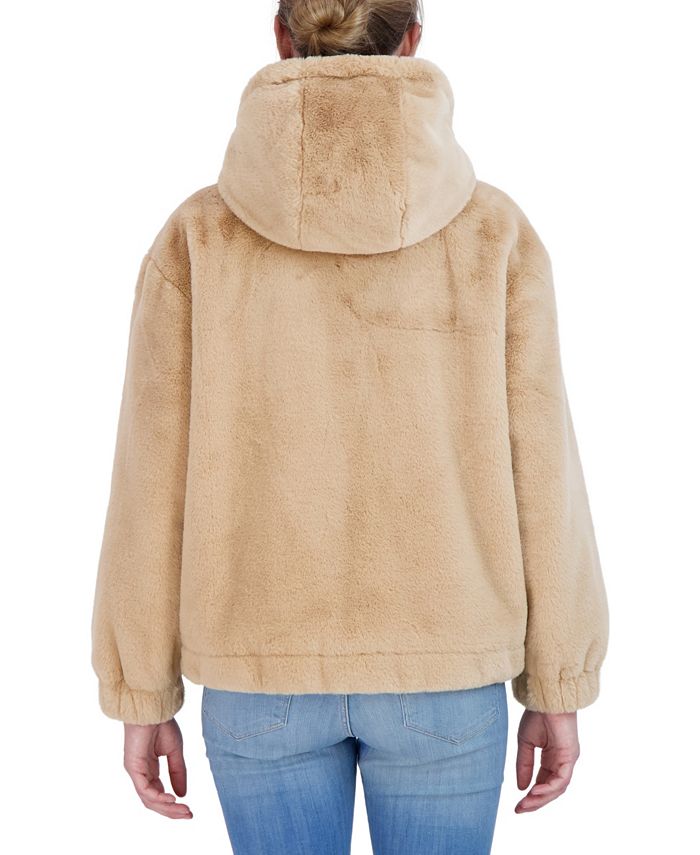Sebby Juniors' Women ' Reversible Faux Fur Hooded Bomber Jacket - Macy's