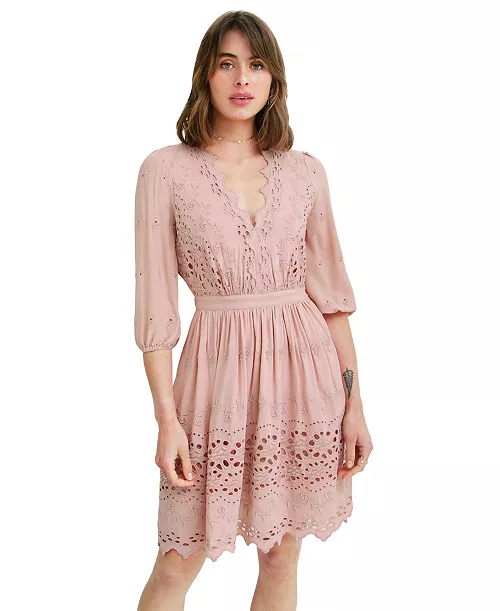 women's sweet talk eyelet mini dress