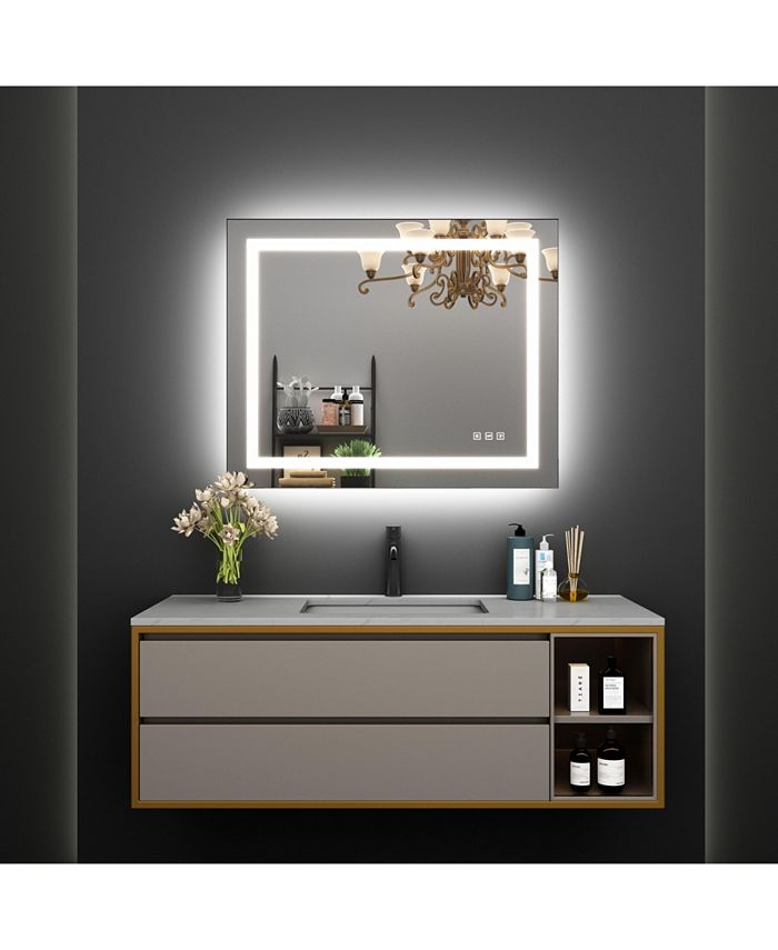 TOOLKISS Frameless Rectangular Wall Vanity Mirror with Front Light Macy's
