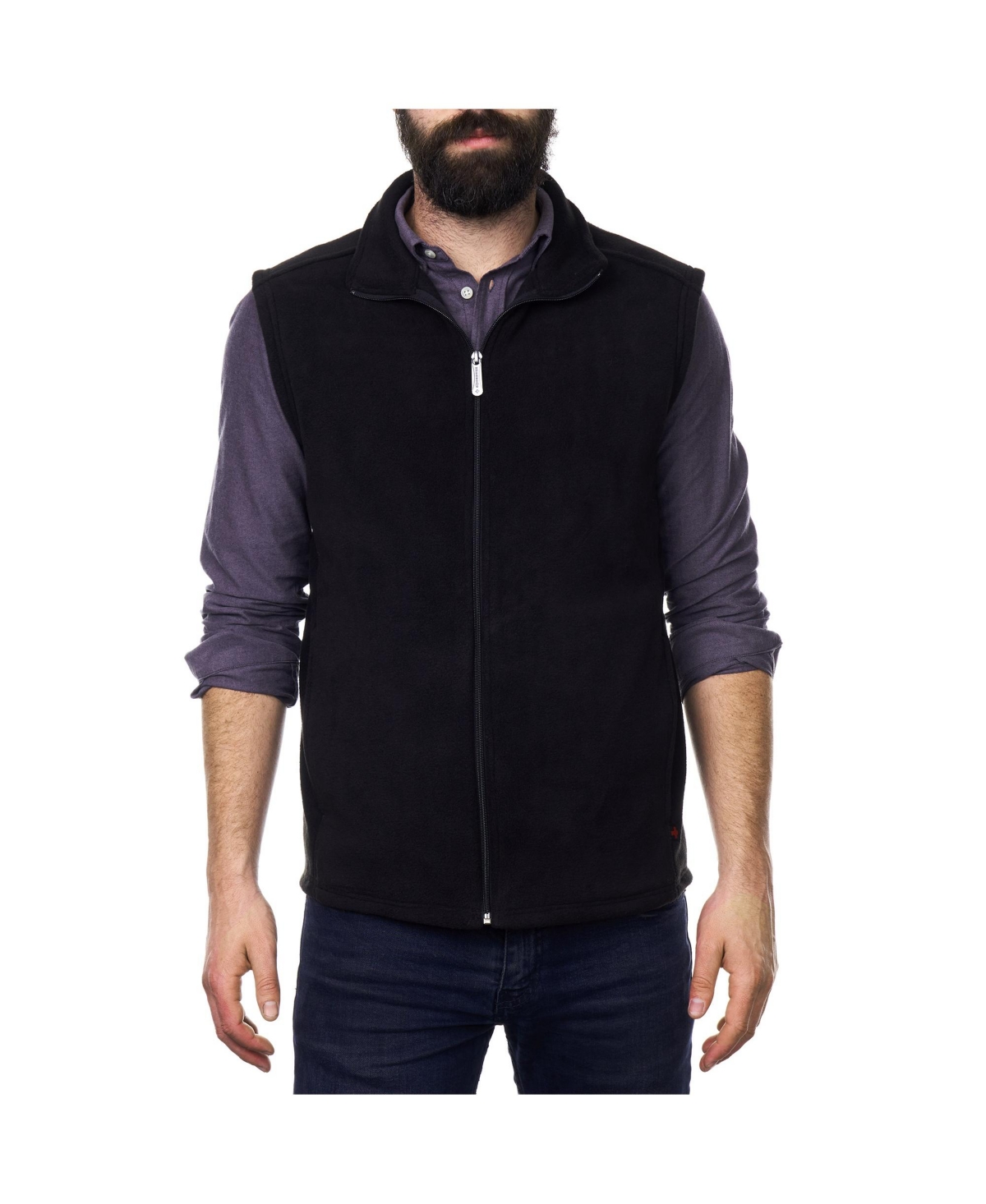 Mens Full Zip Up Fleece Vest Lightweight Warm Sleeveless Jacket - Black
