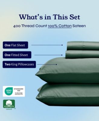 Soft Cotton 400 Thread Count  Cotton Sateen 4 Piece Sheet Set, King