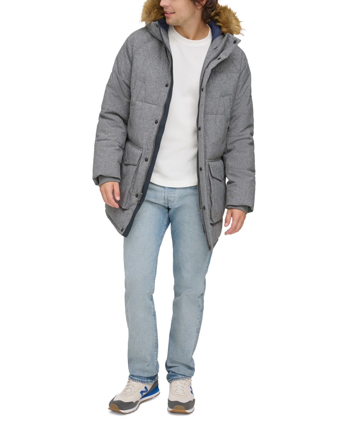 Tommy hilfiger faux fur trim long quilted parka shop