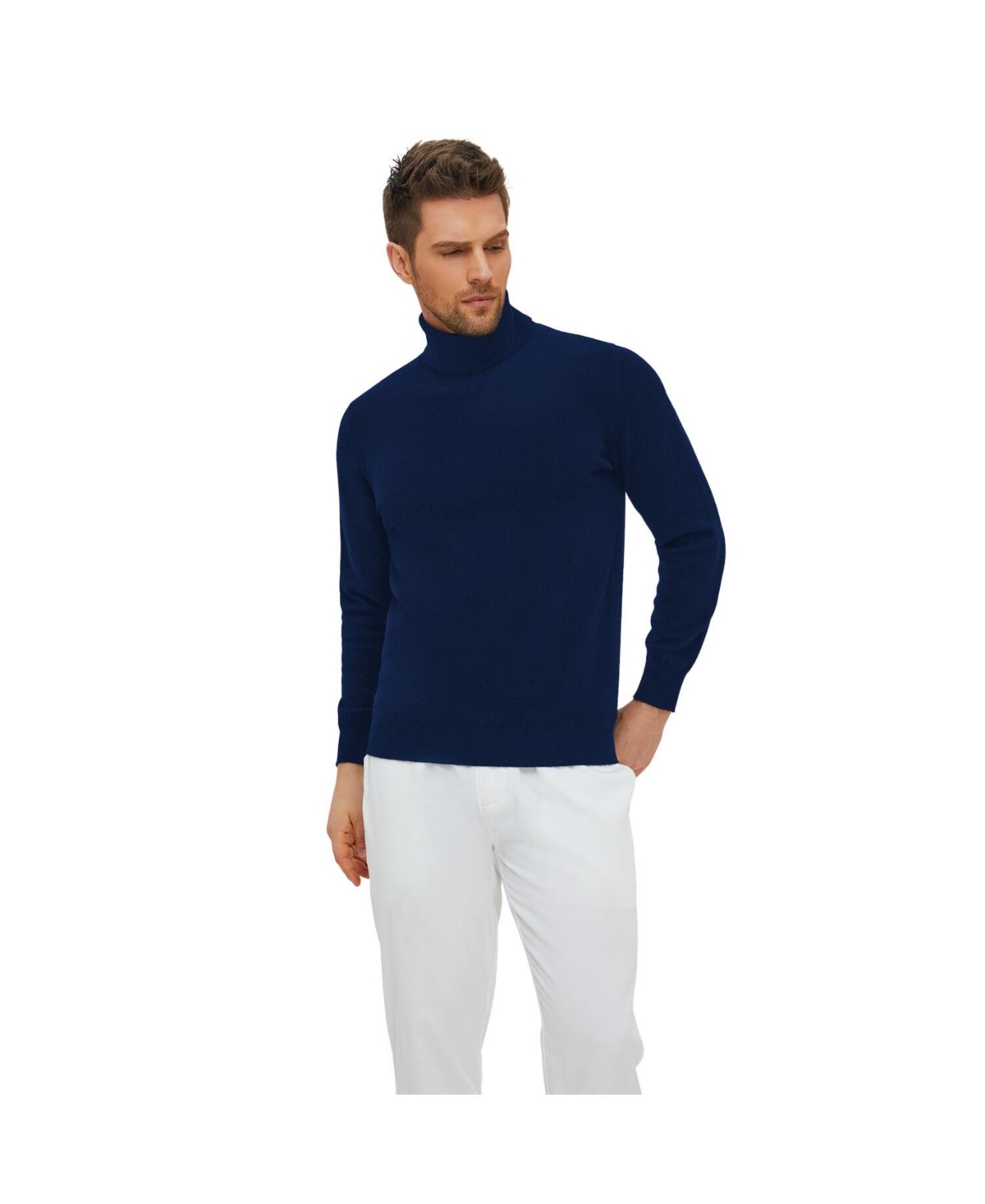 Bellemere Men's Lofty Turtleneck Merino Sweater - Navy blue
