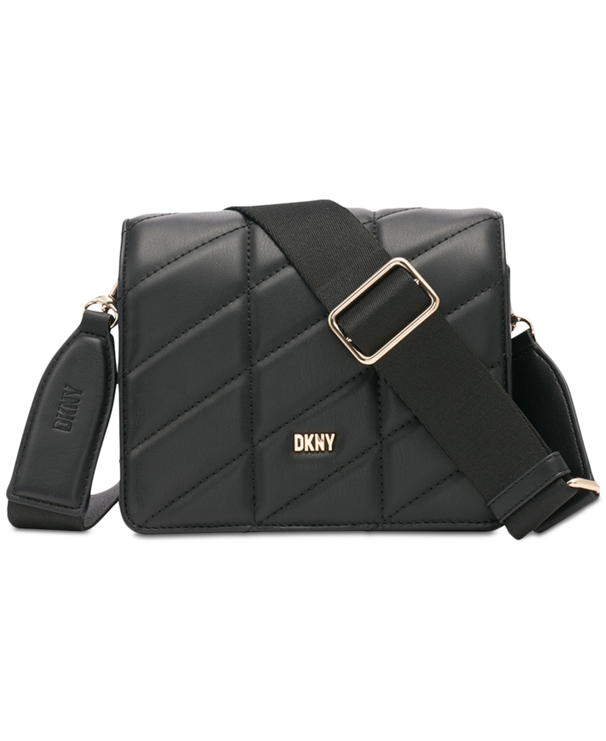 Dkny Bodhi Flap Quilted Mini Crossbody In Black,gold