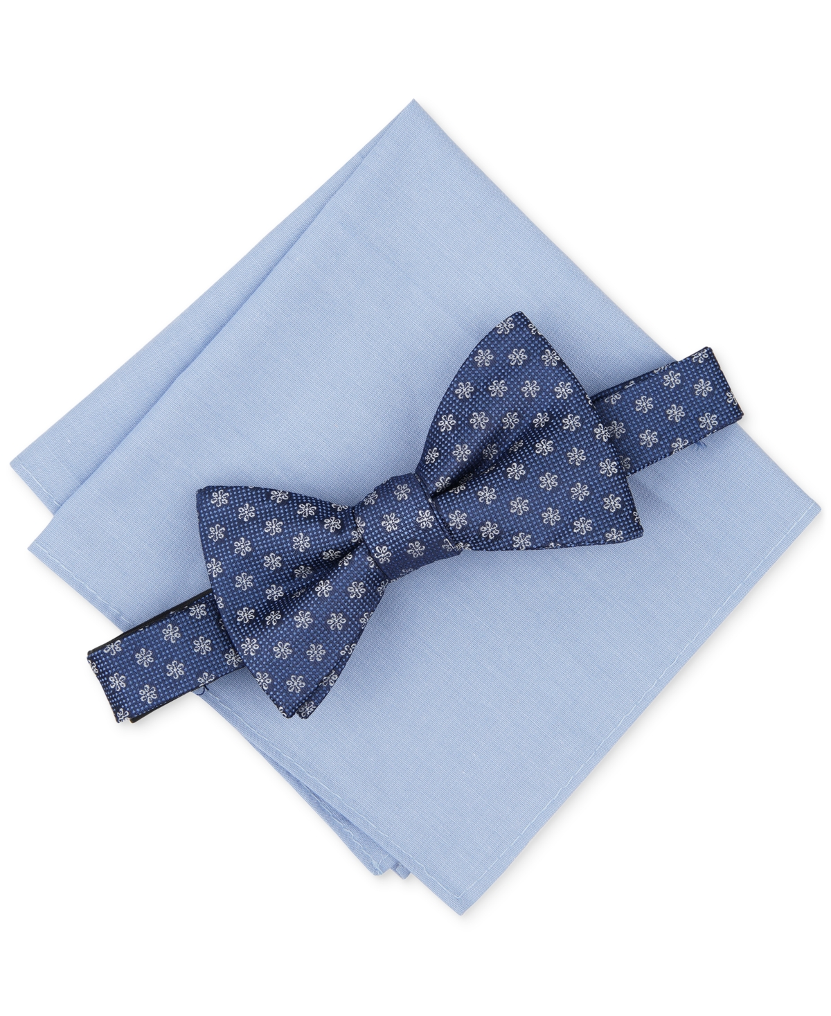 Men's Della Floral Bow Tie & Pocket Square Set, Created for Macy's - Blue