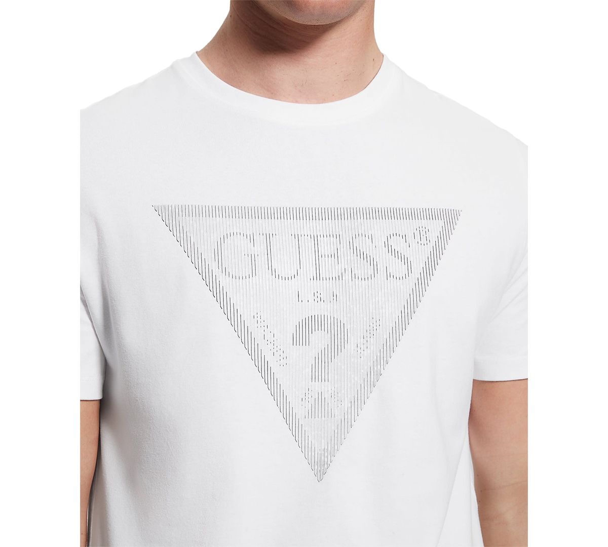 Guess Men's Eco Triangle Crewneck Tee In Pure White