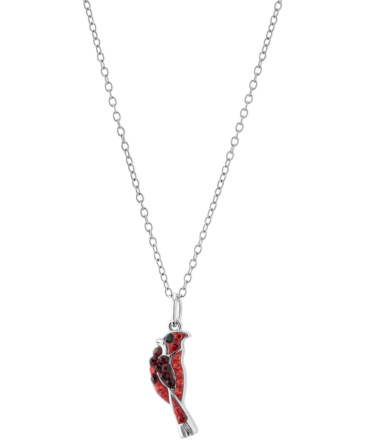 Giani Bernini Crystal Cardinal Pendant Necklace In Sterling Silver, 16" + 2" Extender, Created For Macy's In Red