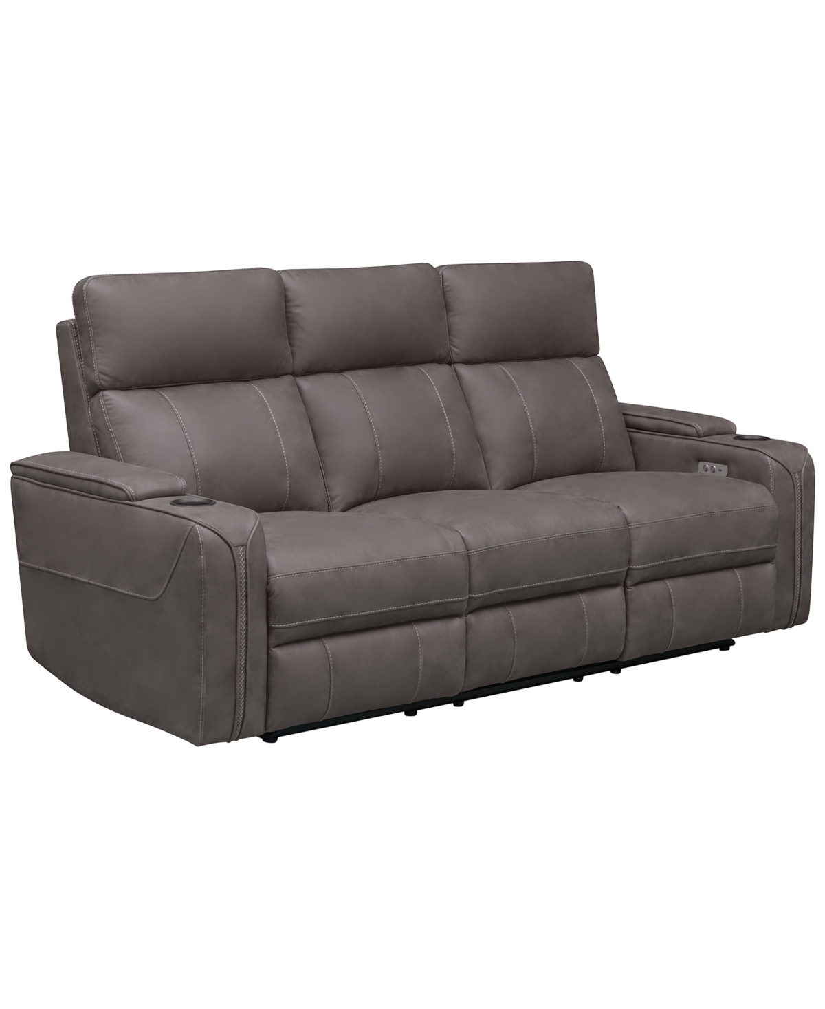 Abbyson Living Avenger 85.8" Fabric With Dropdown Table Power Reclining Sofa In Gray
