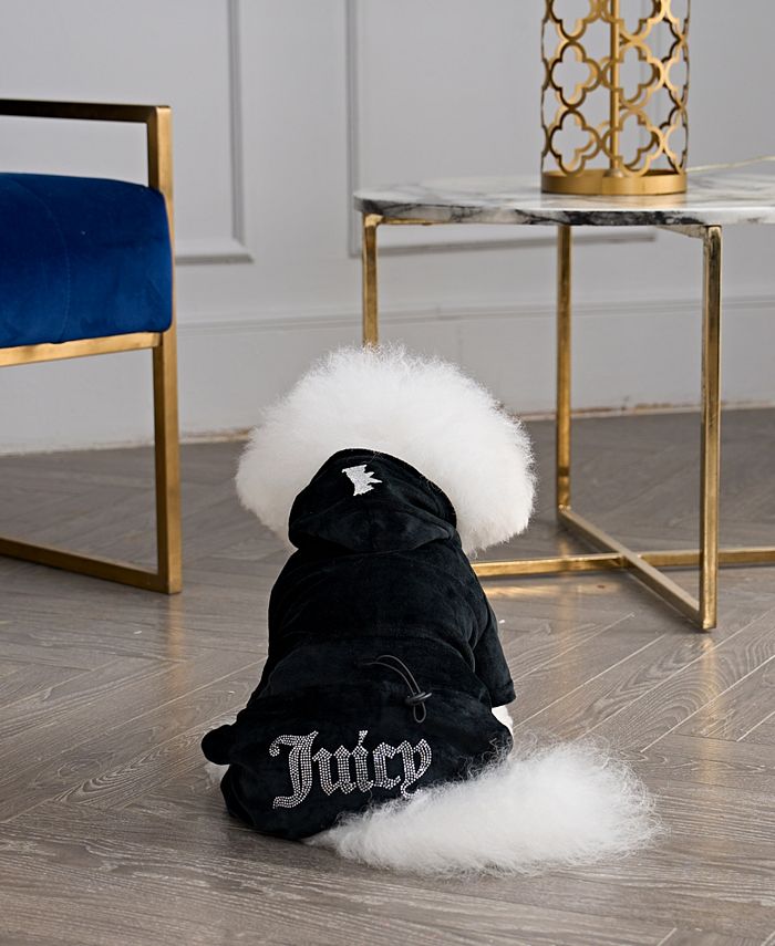 Juicy Couture Hooded Pet Juicy Bling Velour Tracksuit for Small Dogs