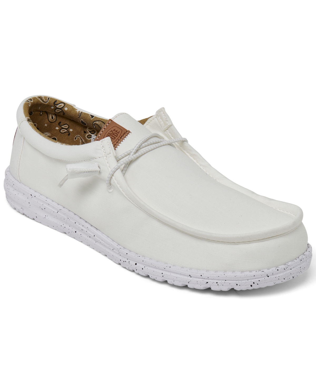 Men's Wally Washed Canvas Casual Moccasin Sneakers from Finish Line - White