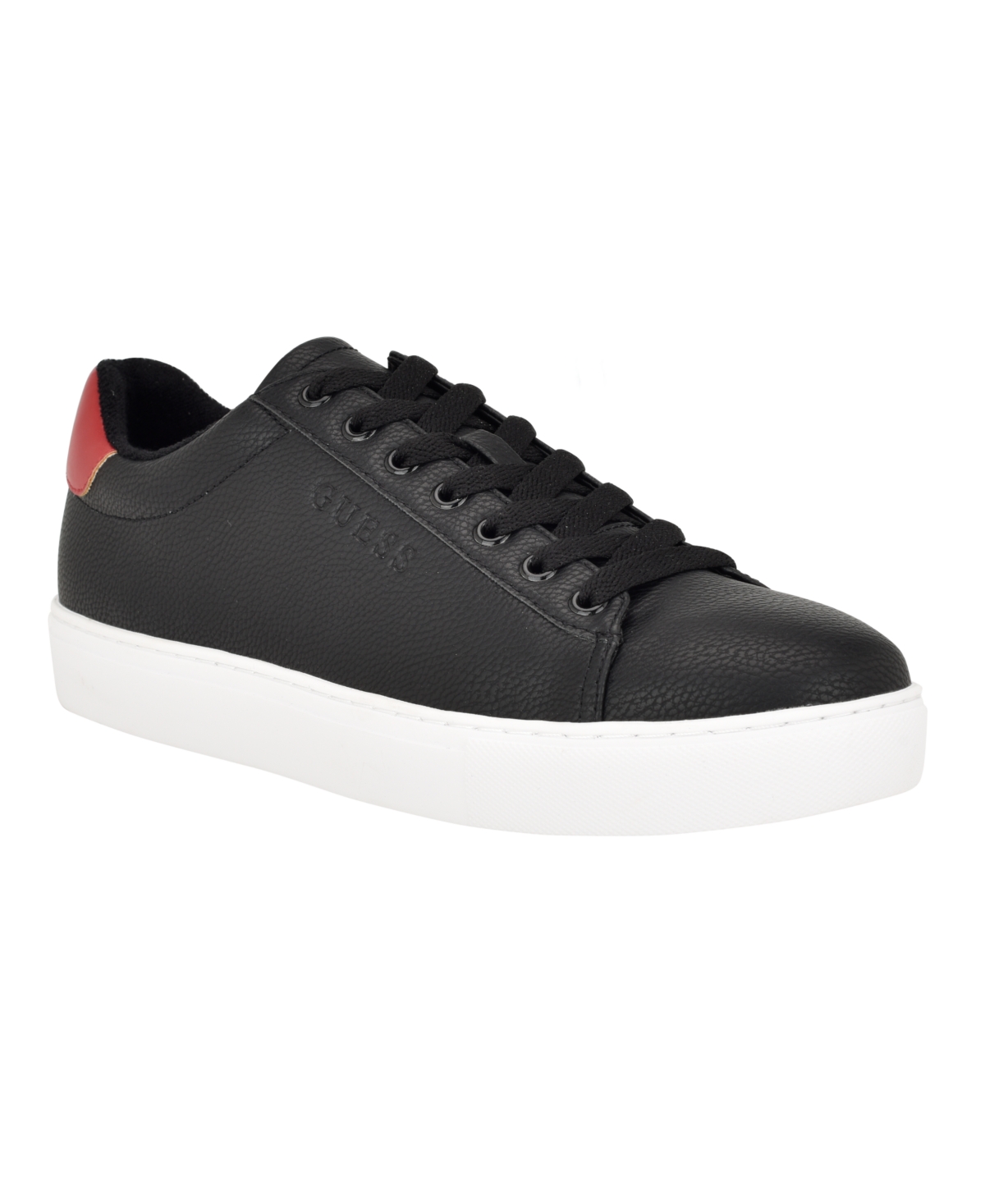 Guess Men's Bivly Low Top Lace Up Casual Sneakers In Black,red