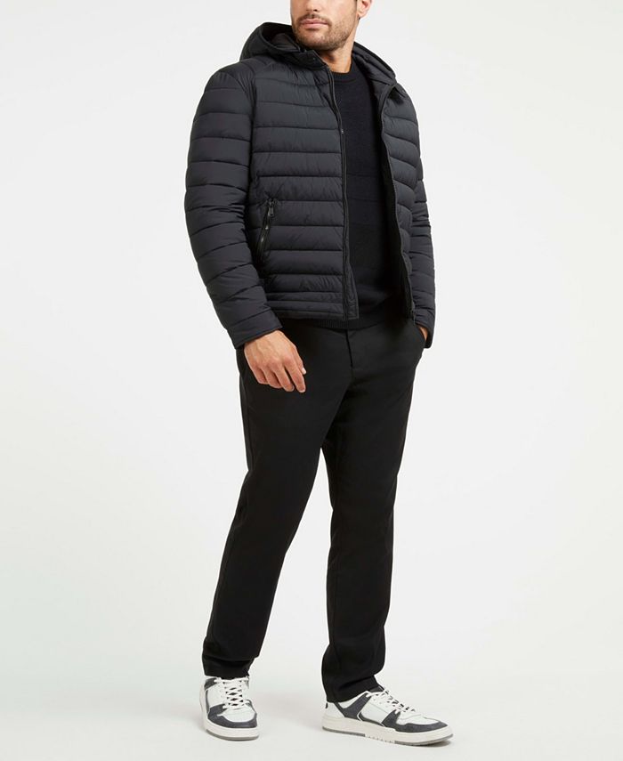GUESS Men's Tech-Stretch Hooded Jacket - Macy's
