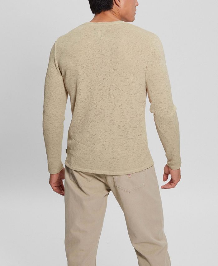 GUESS Men's Long-Sleeve Gauze V-neck Fitted T-shirt - Macy's