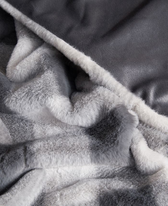 Lucky Brand Printed Buffalo Check Plaid Faux Fur Throw Blanket, 50" x