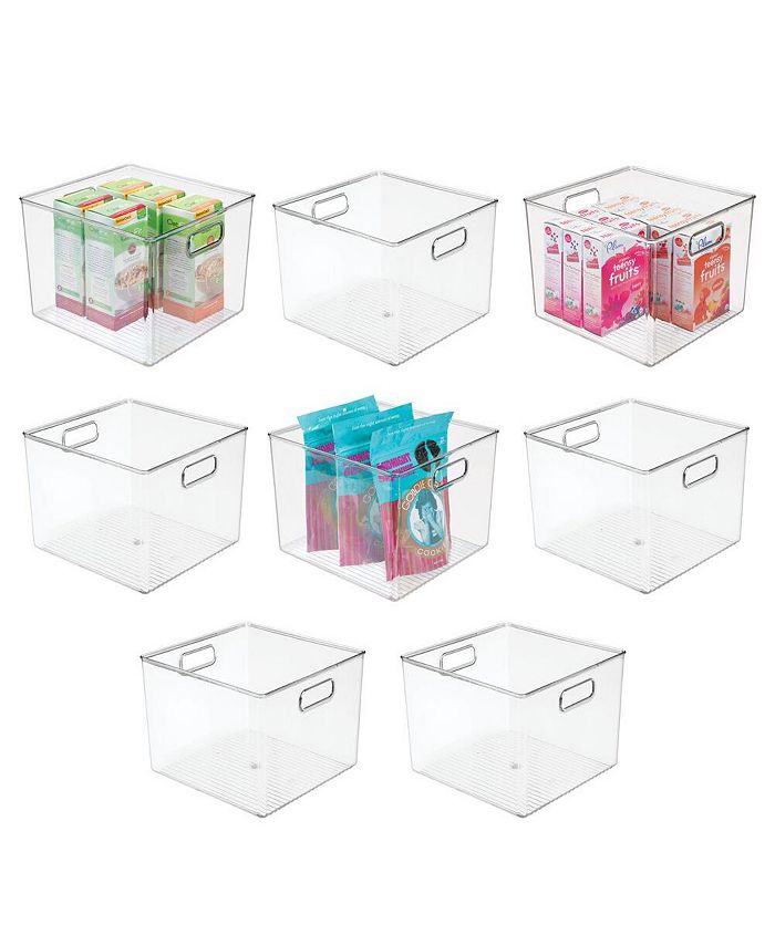 mDesign Plastic Deep Storage Bin Box Container with Lid and Built-In  Handles - Organization for Fruit, Snacks, or Food in Kitchen Pantry,  Cabinet, or