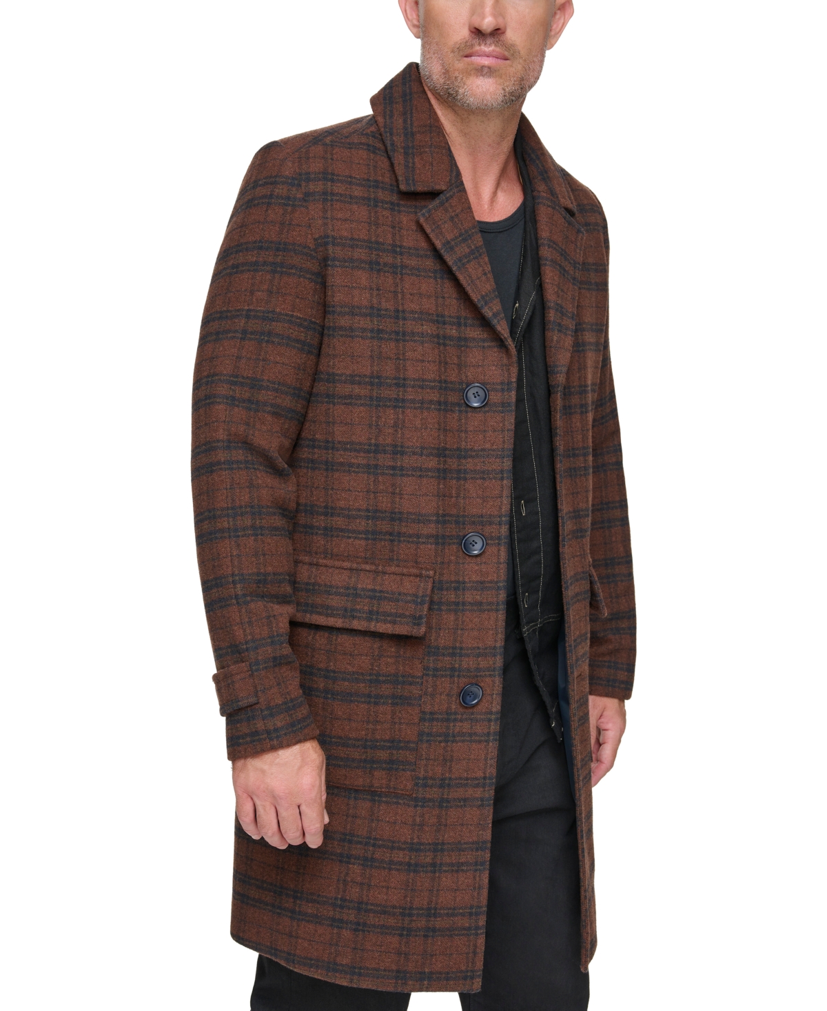 Shop Marc New York Men's Bexar Plaid Overcoat In Brown