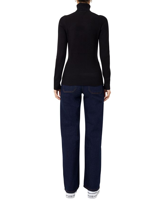 French Kyss - Marble Wash Color Block Turtleneck Top