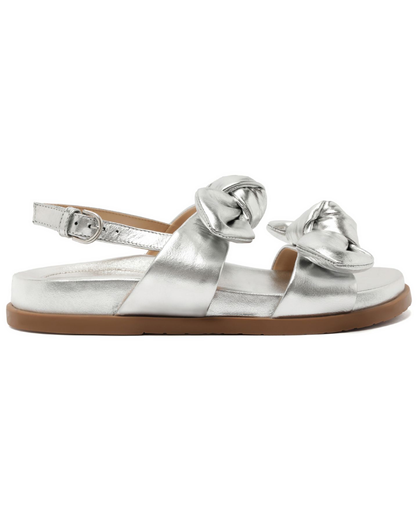 Женские сандалии Arezzo Melody Bow Footbed, цвет: Синий кожаный — фото 13