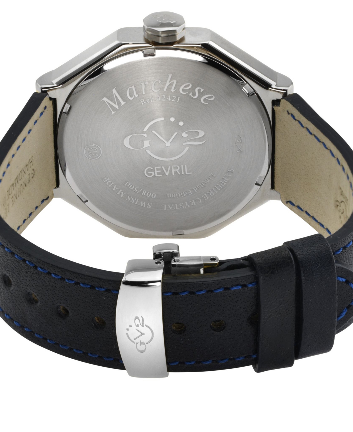 Shop Gv2 By Gevril Men's Marchese Blue Leather Watch 44mm