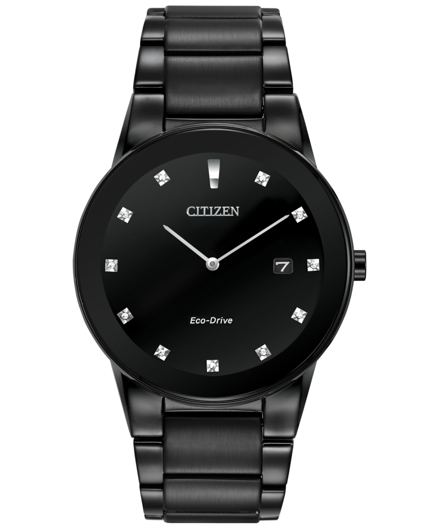 Мужские часы Citizen Eco-Drive Axiom Diamond Accent Black Ion-Plated Stainless Steel Bracelet Watch 40mm AU1065-58G — фото 1