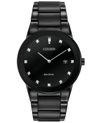 Citizen Men's Eco-Drive Axiom Diamond Accent Black Ion-Plated Stainless  Steel Bracelet Watch 40mm AU1065-58G - Macy's