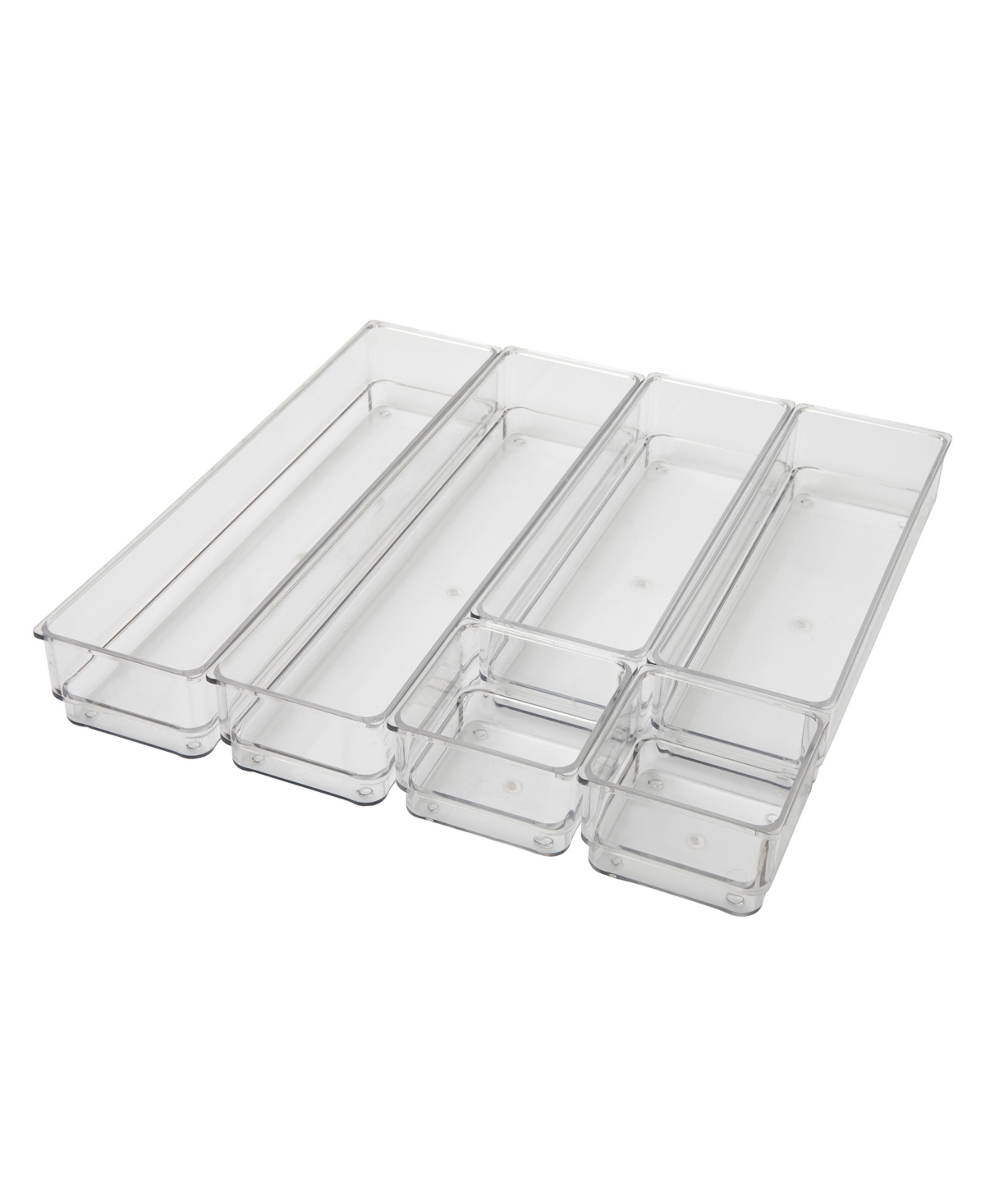 Martha Stewart Miles Plastic Stackable Office Desk Drawer Organizers, Various Sizes, 6 Compartments In Clear