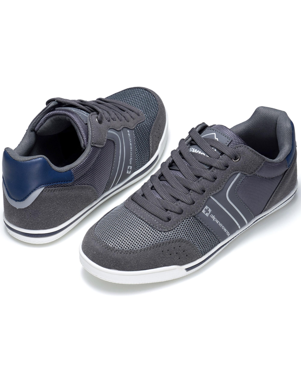 Alpine Swiss Men's Liam Fashion Sneakers Suede Trim Low Top Lace Up Tennis Shoes
