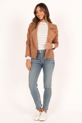 Womens Spencer Faux Suede Moto Jacket