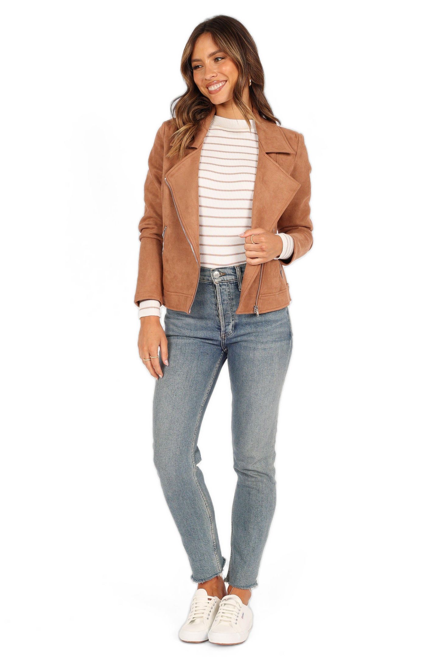 Женская куртка Petal and Pup Spencer Faux Suede Moto, цвет: Рыжевато-коричневый — фото 4