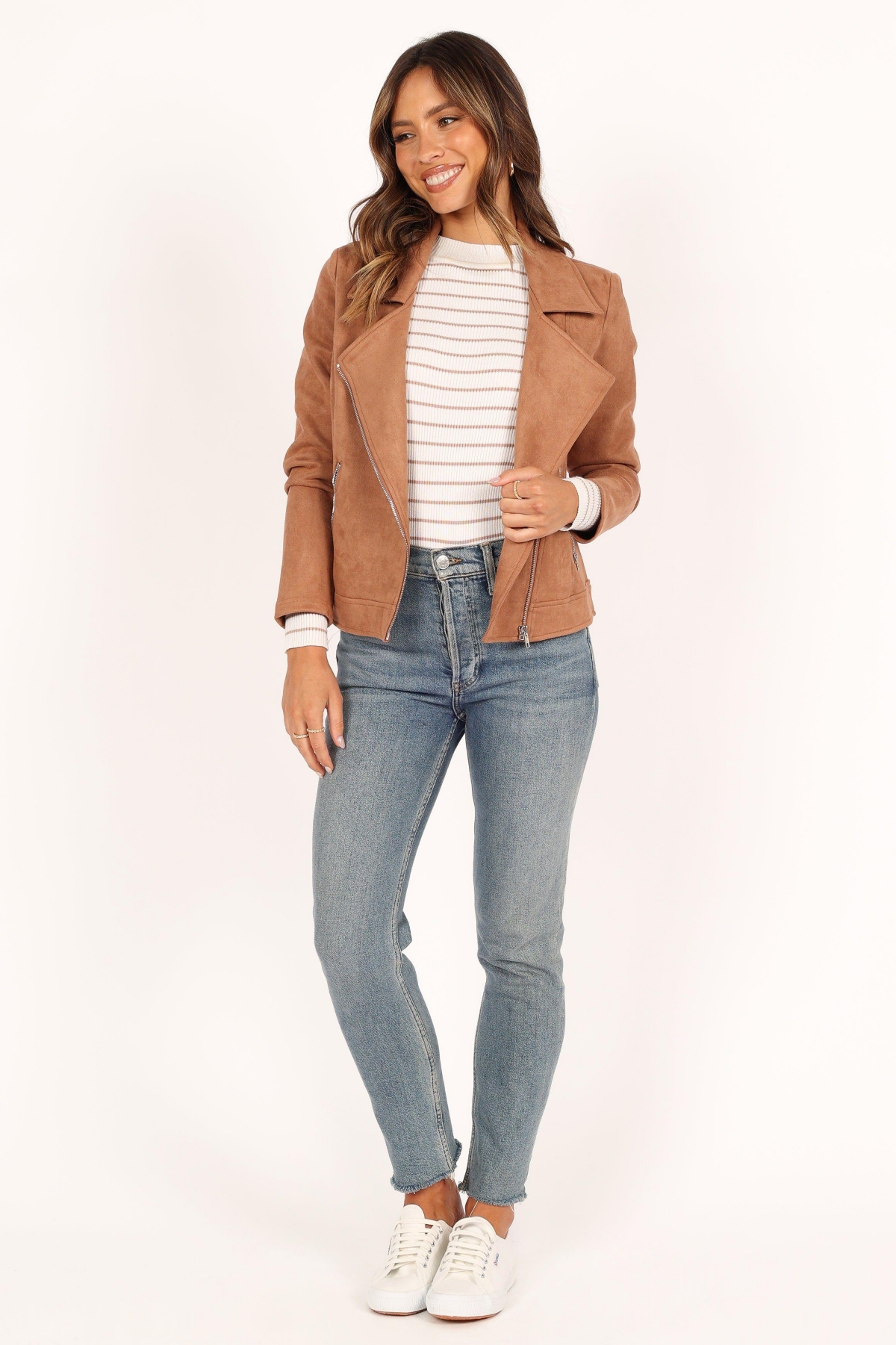 Petal and Pup Womens Spencer Faux Suede Moto Jacket