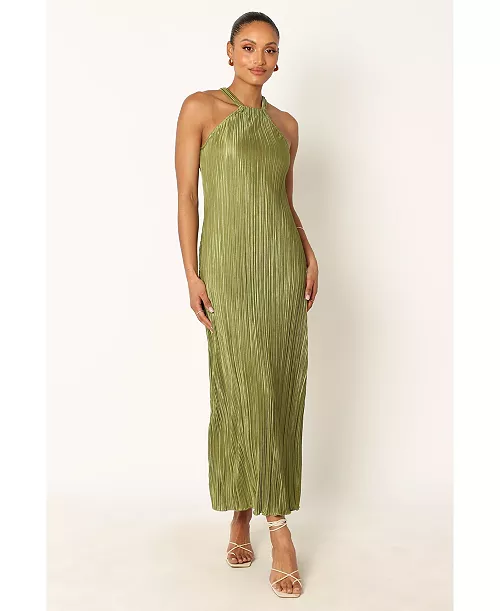 womens melody plisse halter maxi dress