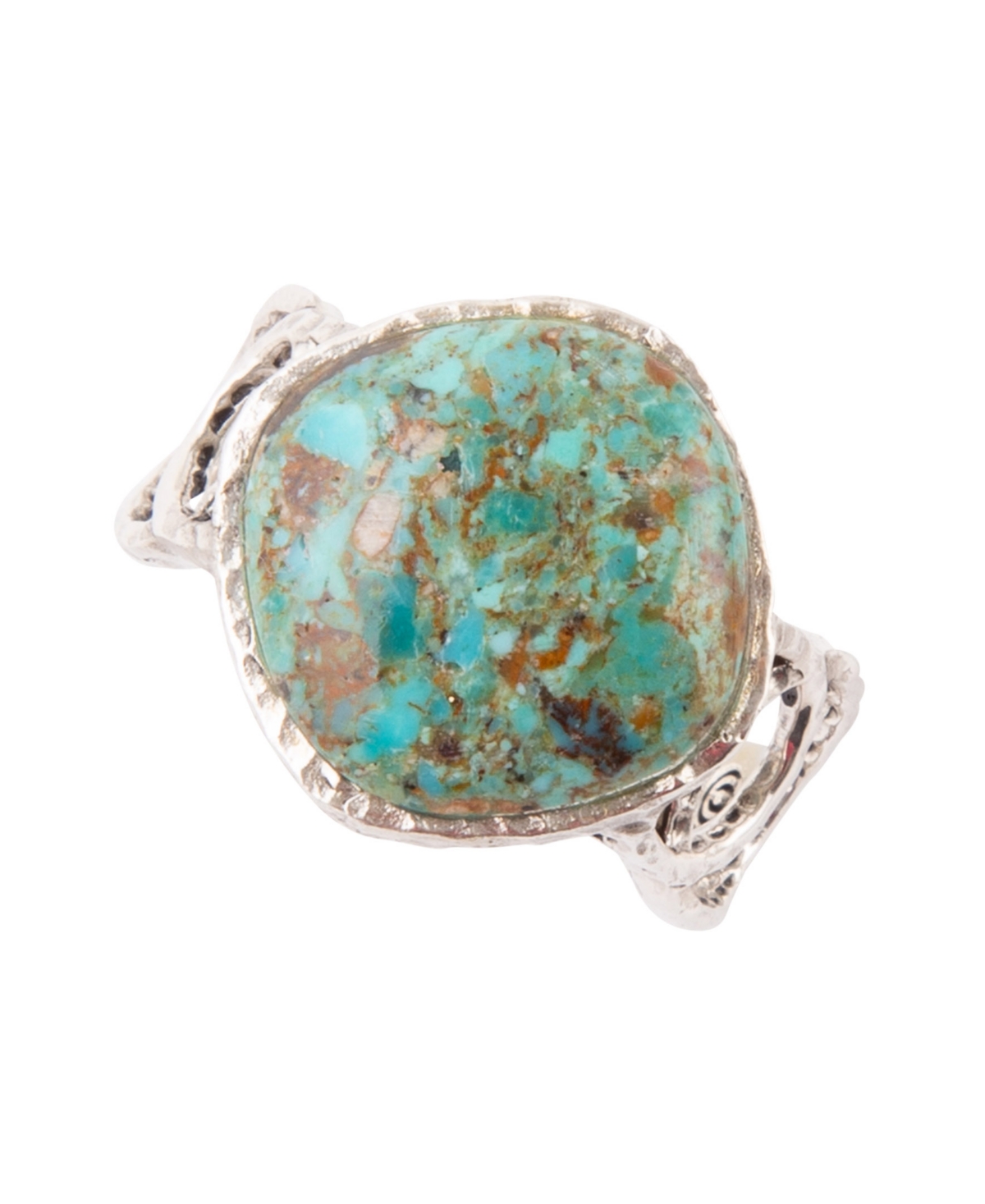 Hypnosis Genuine Turquoise and Sterling Silver Abstract Ring - Genuine Turquoise