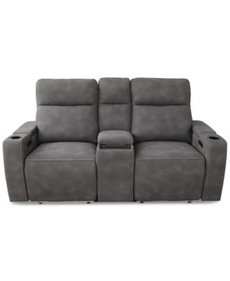 Greymel 74" Zero Gravity Fabric Loveseat with Console and Power Headrests, Created for Macy's