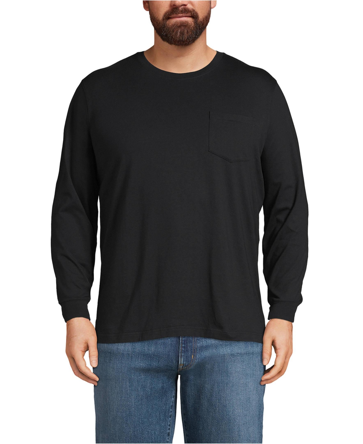Lands' End Big & Tall Super-t Long Sleeve T-Shirt with Pocket