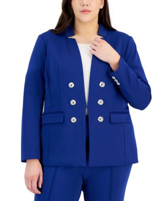 Plus Size Ponte Faux-Double-Breasted Blazer 