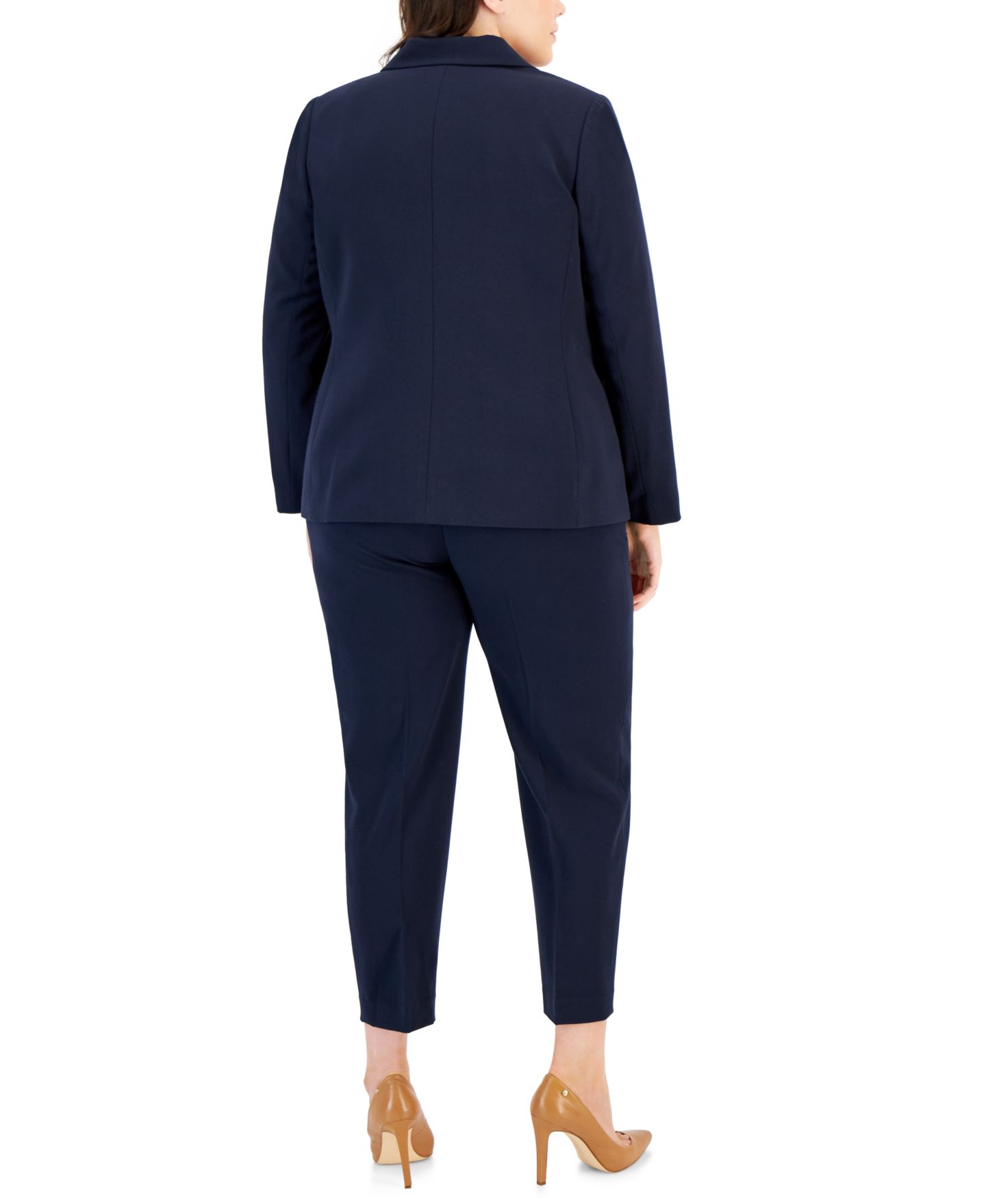 Женская куртка Tahari ASL Plus Size Two-Button Roll Tab Jacket, Sweater T-Shirt, & Shannon Pants, цвет: Чёрный — фото 2